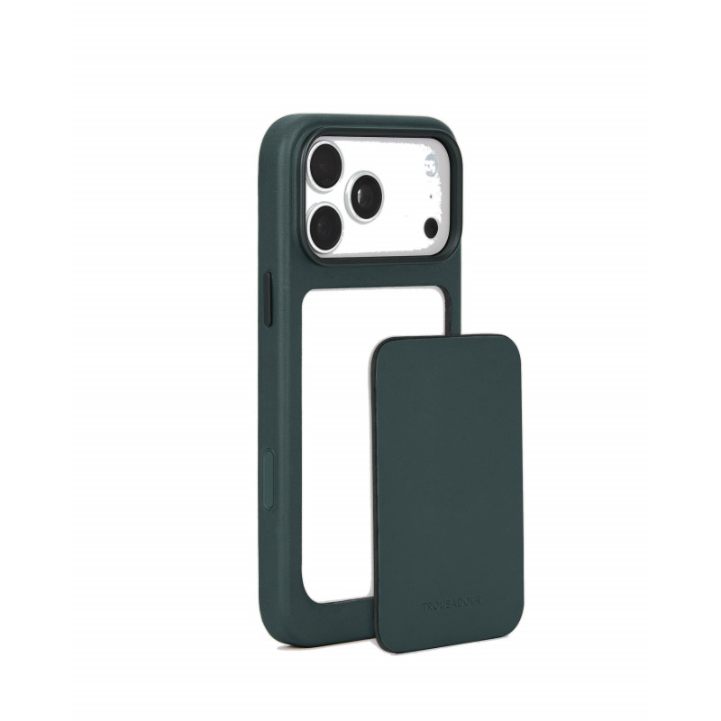 Mujjo Troubadour Modular Leather Case leren hoesje voor Apple iPhone 18 Pro Max / 17 Pro Max, MagSafe, obsidiaangroen