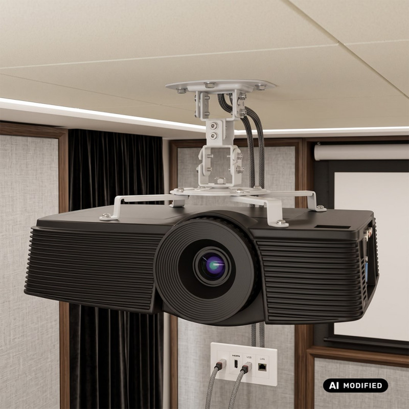Maclean MC-200 W plafondbeugel voor projectoren, staal, 54–320 mm, tot 13,5 kg, wit