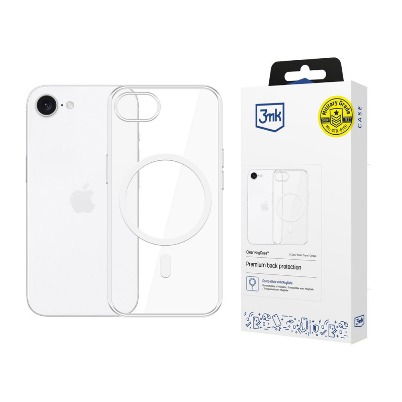 3MK Clear MagCase Apple iPhone 17e / 16e hoesje met MagSafe, transparant