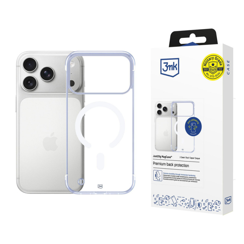 3mk Just20g MagCase hoesje voor Apple iPhone 17 Pro Max, transparant, polycarbonaat