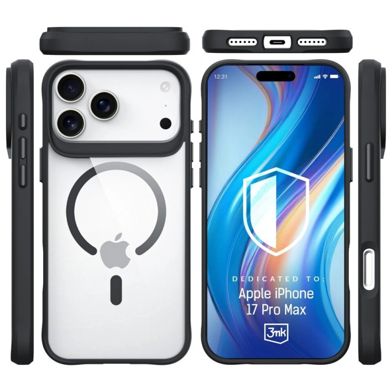 3mk Satin Armor MagCase hoesje voor Apple iPhone 17 Pro Max, transparant zwart