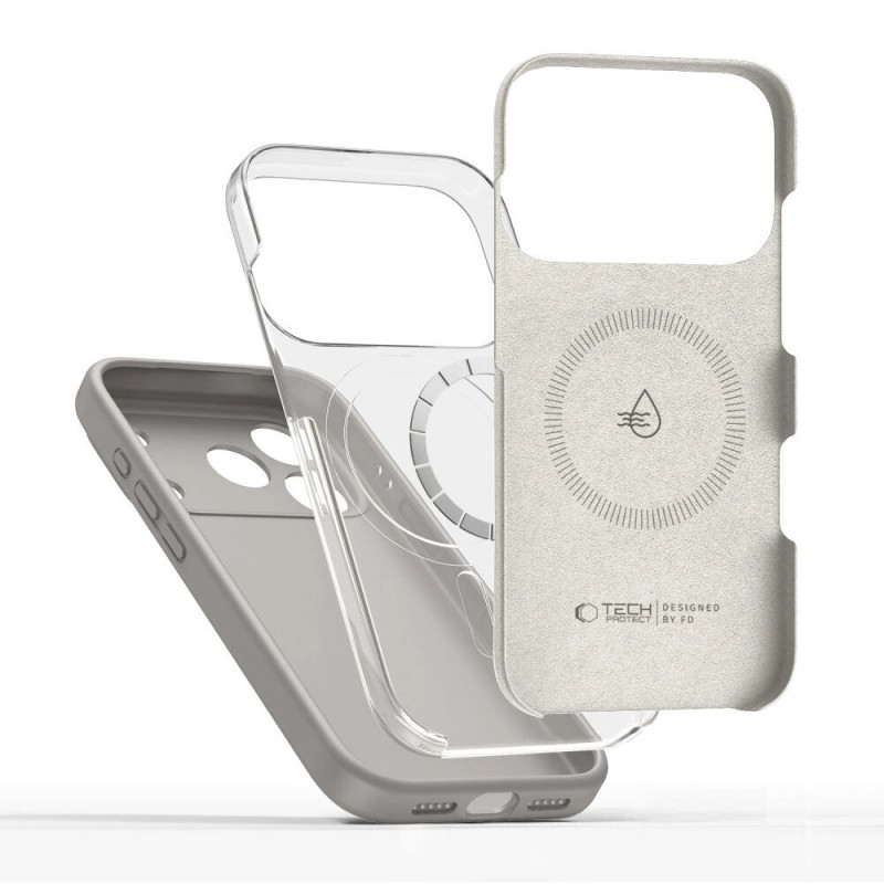 Tech-Protect Silicone MagSafe hoesje voor Apple iPhone 17 Pro, steengrijs