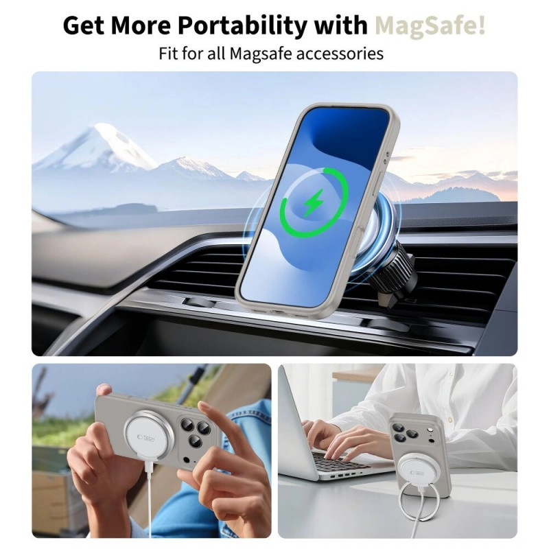 Tech-Protect Silicone MagSafe hoesje voor Apple iPhone 17 Pro, steengrijs