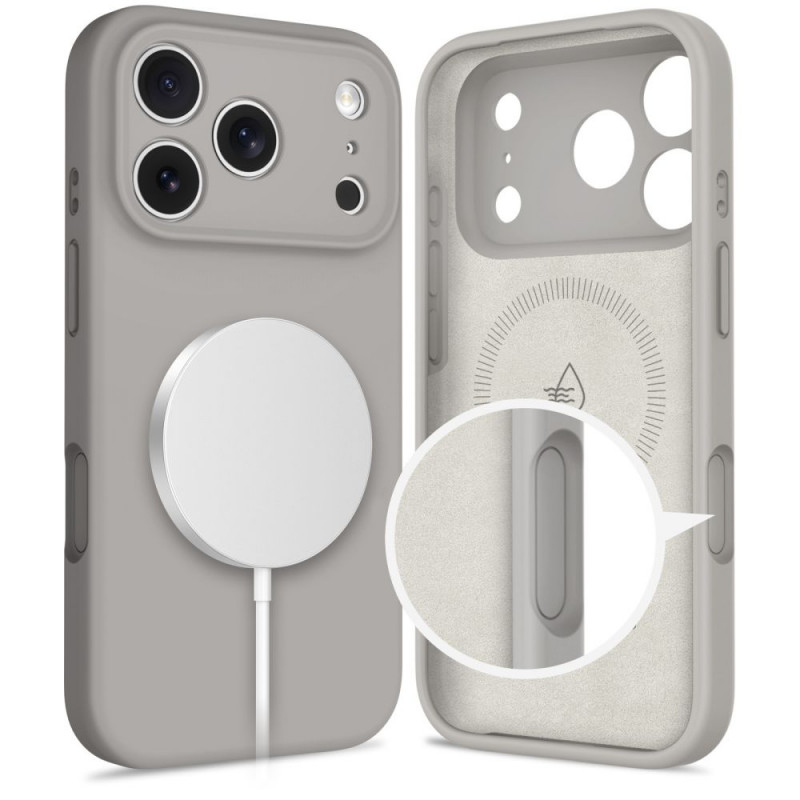 Tech-Protect Silicone MagSafe hoesje voor Apple iPhone 17 Pro, steengrijs