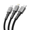 Tech-Protect UltraBoost DNA 3-in-1-kabel USB-A naar Lightning / USB-C / Micro-USB, 3 A, 120 cm, ijzergrijs