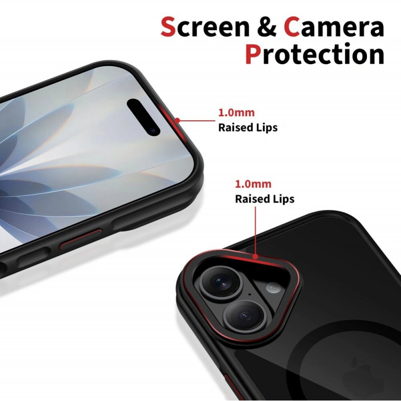 Tech-Protect MagHybrid MagSafe hoesje voor Apple iPhone 17, zwart/rood