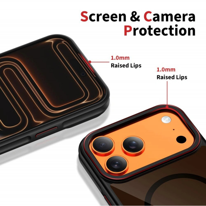 Tech-Protect MagHybrid MagSafe hoes voor Apple iPhone 17 Pro Max, zwart/rood
