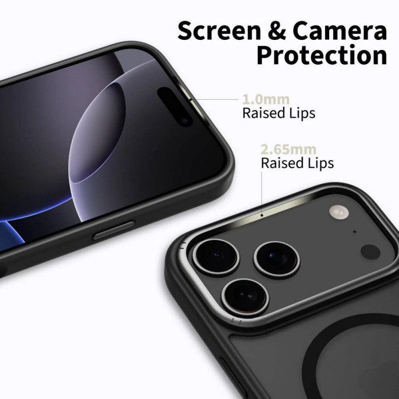 Tech-Protect MagEdge MagSafe hoes voor Apple iPhone 17 Pro Max, mat zwart/donker metaalgrijs