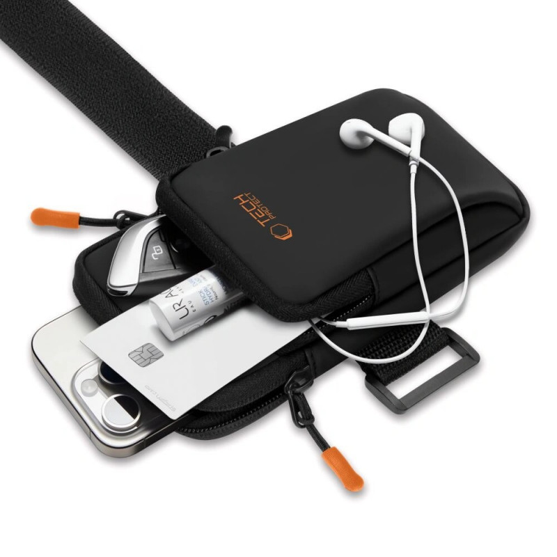 Tech-Protect M7 universele sportarmband (hoes), zwart/oranje