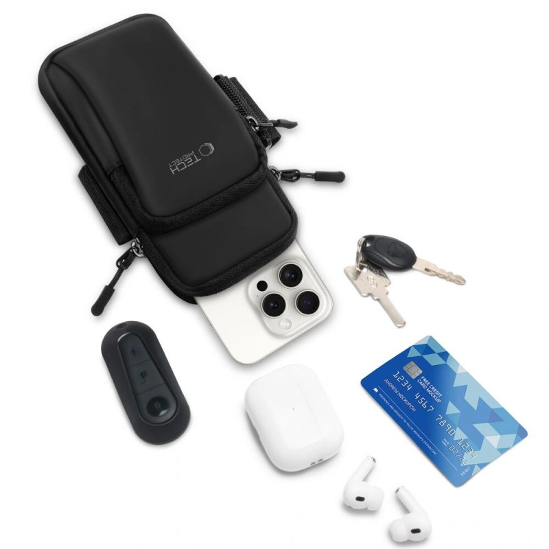 Tech-Protect M7 universele sportarmband (hoes), zwart/zwart