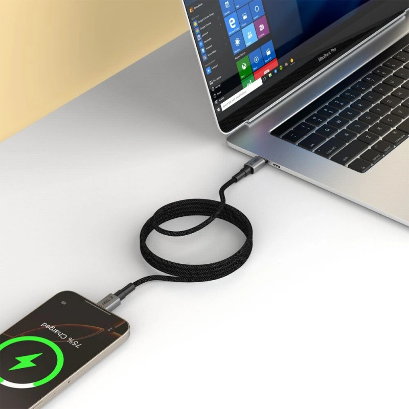 Tech-Protect Ultraboost DNA MagTwist USB-C-kabel PD 100W / 5A, 200 cm, ijzergrijs