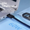 Tech-Protect Ultraboost DNA sleutelhanger USB-C-naar-USB-C-kabel PD 60W / 3A, 17 cm, ijzergrijs