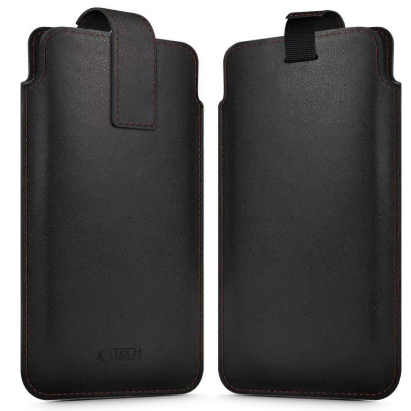 Tech-Protect SM65 universele telefoonhoes, 6,0-6,9 inch, eco-leer, zwart en rood