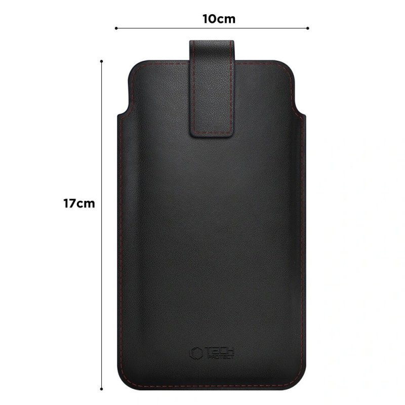 Tech-Protect SM65 universele telefoonhoes, 6,0-6,9 inch, eco-leer, zwart en rood