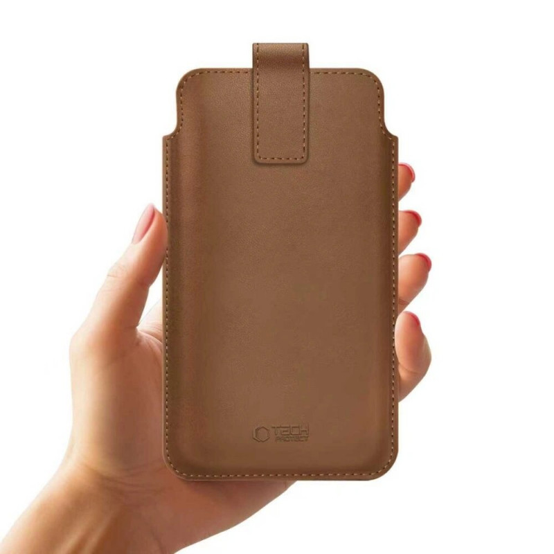 Tech-Protect SM65 universele telefoonhoes, 6,0-6,9 inch, eco-leer, bruin
