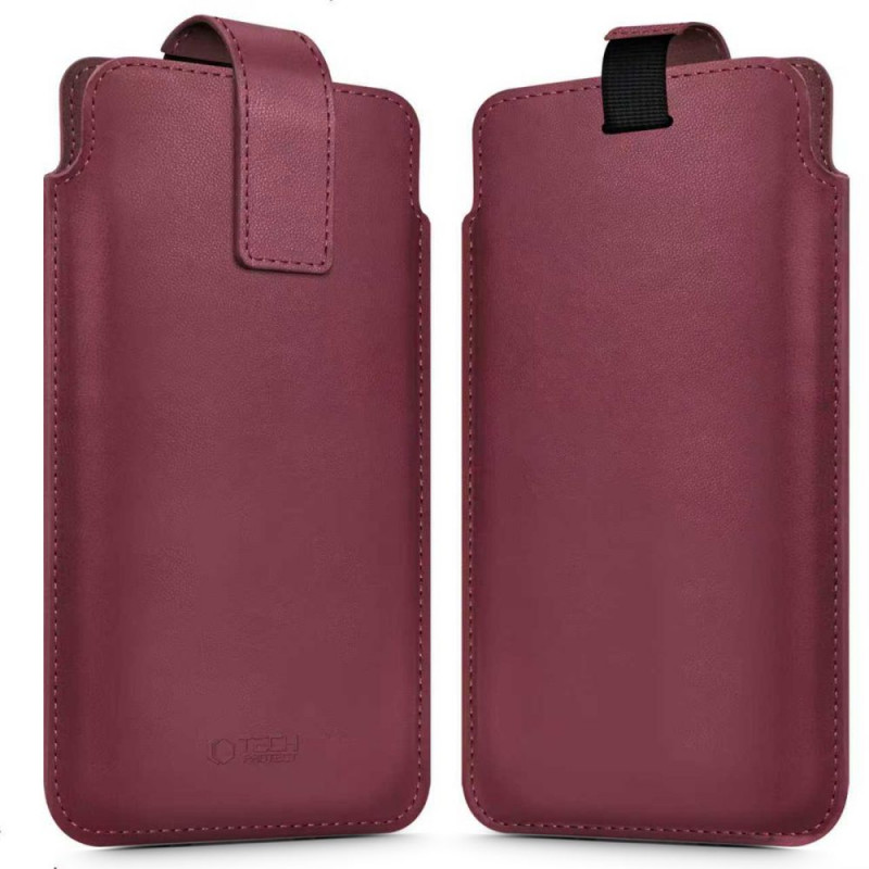 Tech-Protect SM65 universele telefoonhoes, 6,0-6,9 inch, eco-leer, bordeauxrood
