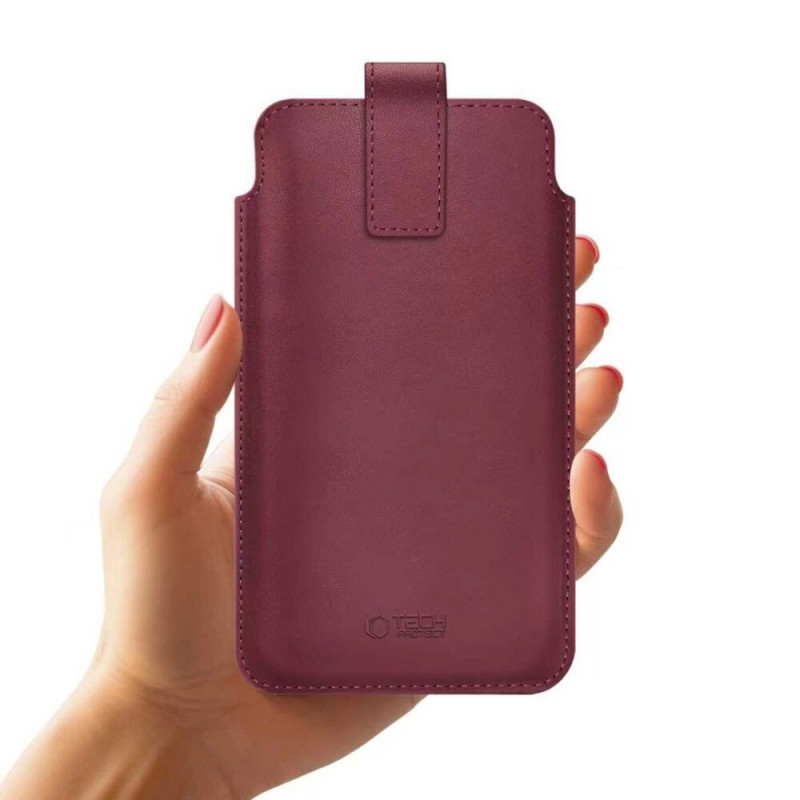 Tech-Protect SM65 universele telefoonhoes, 6,0-6,9 inch, eco-leer, bordeauxrood