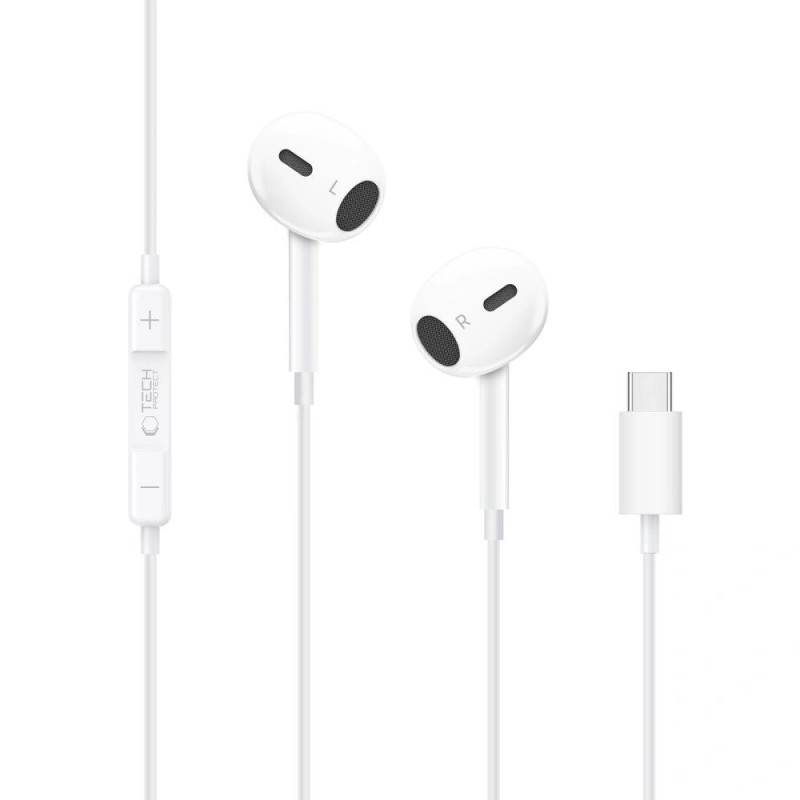 Tech-Protect Ultraboost Core G2 USB-C in-ear oordopjes, wit