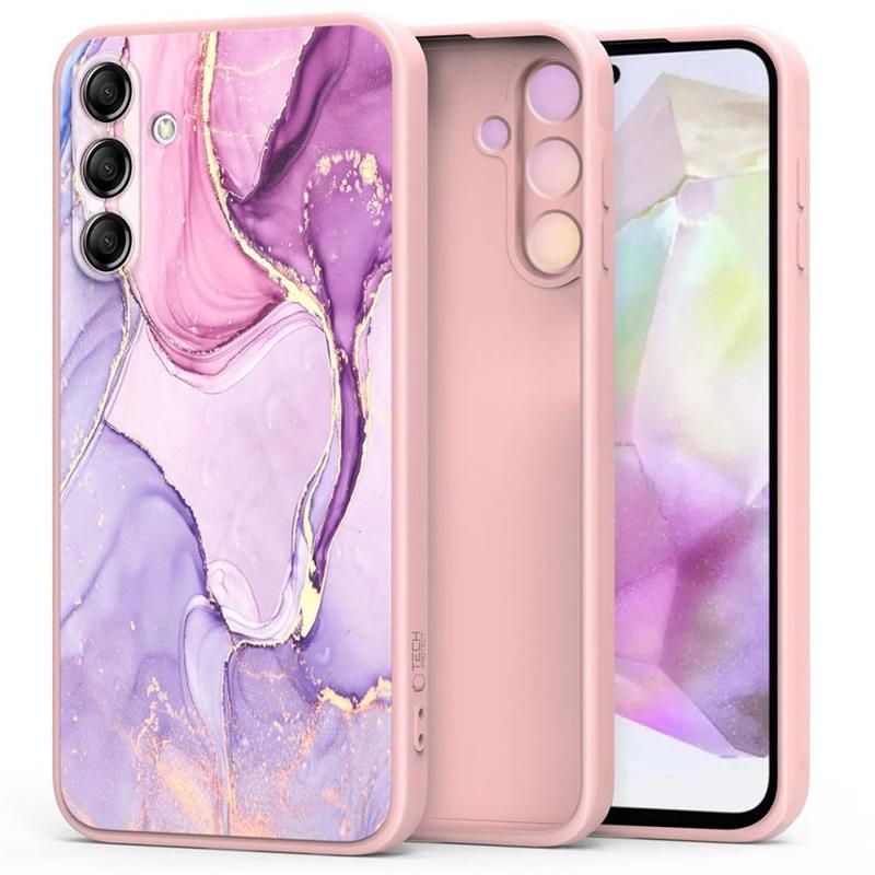 Tech-Protect Icon siliconen hoesje voor Samsung Galaxy S25 FE, marmer, roze