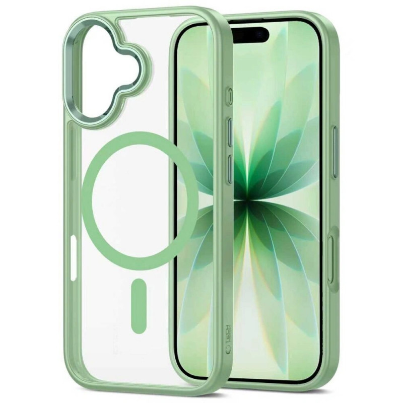 Tech-Protect MagMat MagSafe hoesje voor Apple iPhone 17, saliegroen/transparant