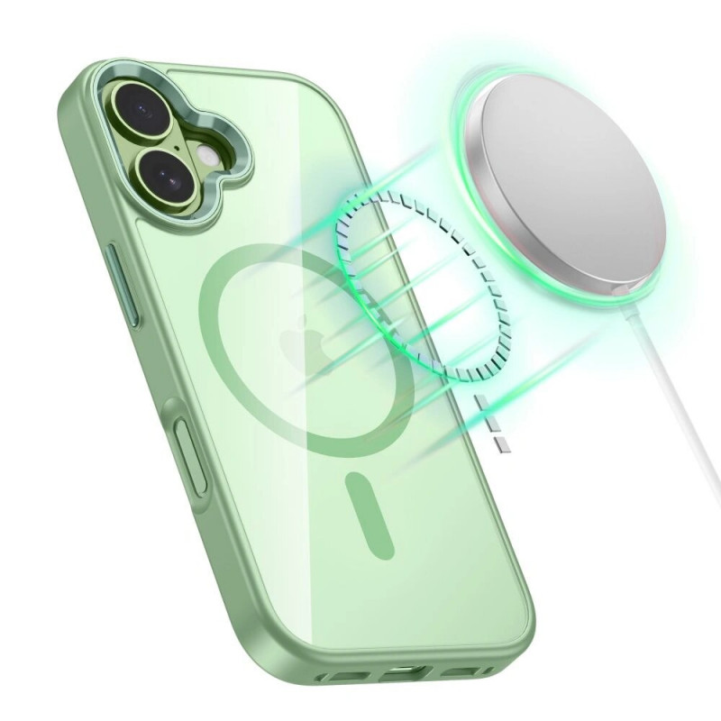 Tech-Protect MagMat MagSafe hoesje voor Apple iPhone 17, saliegroen/transparant