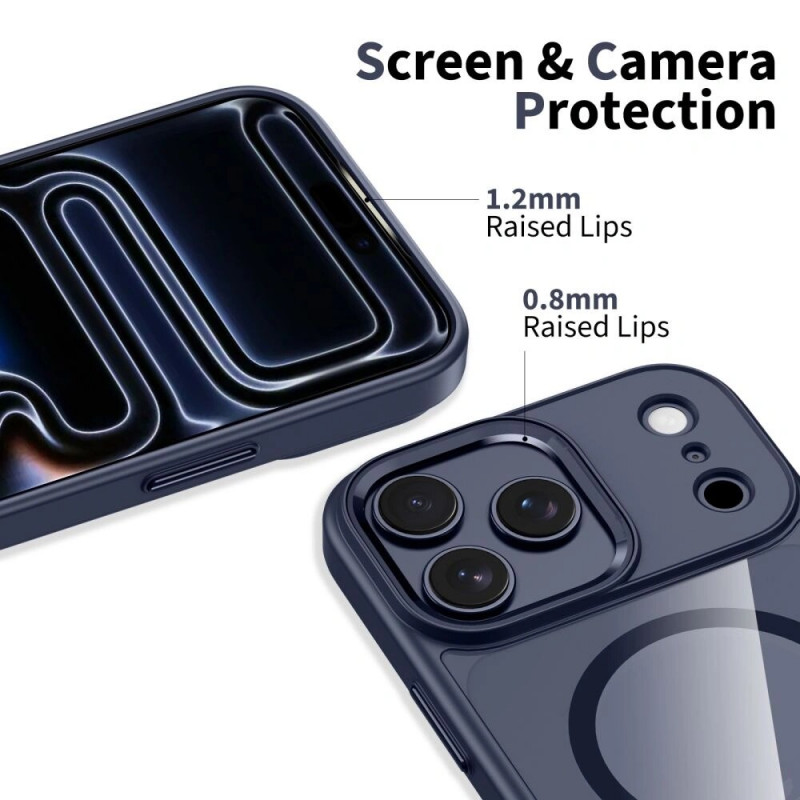 Tech-Protect MagMat MagSafe hoesje voor Apple iPhone 17 Pro Max, diepblauw/transparant