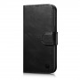 iCarer Oil Wax Wallet Case 2in1 leren klaphoesje voor iPhone 14 Plus, Anti-RFID, zwart (WMI14220723-BK)
