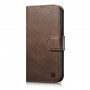 iCarer Oil Wax Wallet Case 2in1 leren klaphoesje voor iPhone 14 Plus, Anti-RFID, bruin (WMI14220723-BN)