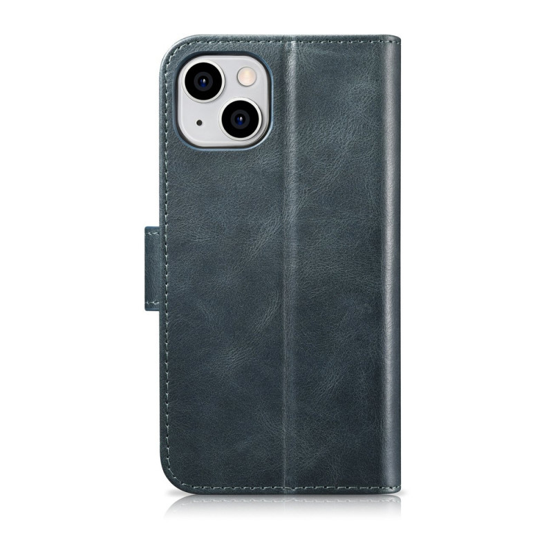 iCarer Oil Wax Wallet Case 2in1 leren klaphoesje voor iPhone 14 Plus, Anti-RFID, blauw (WMI14220723-BU)
