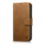 iCarer Oil Wax Wallet Case 2in1 leren klaphoesje voor iPhone 14 Plus, Anti-RFID, bruin (WMI14220723-TN)
