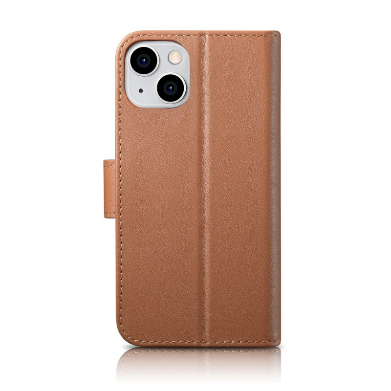 iCarer Wallet Case 2in1 leren klaphoesje voor iPhone 14 Plus, Anti-RFID, bruin (WMI14220727-BN)