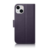 iCarer Wallet Case 2in1 leren klaphoesje voor iPhone 14 Plus, Anti-RFID, donkerpaars (WMI14220727-DP)