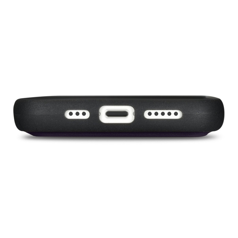 iCarer Wallet Case 2in1 leren klaphoesje voor iPhone 14 Plus, Anti-RFID, donkerpaars (WMI14220727-DP)