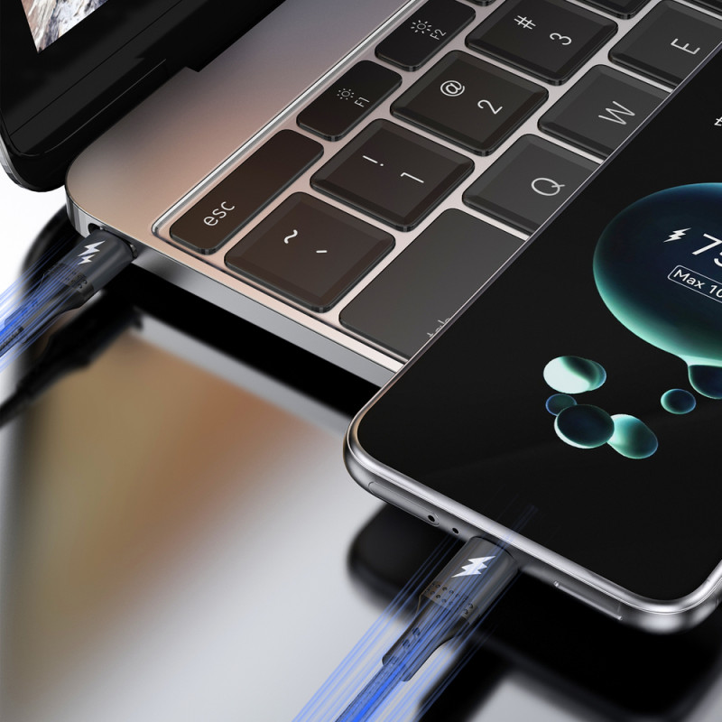Dudao L3CC USB-C naar USB-C kabel, 60 W, 1,2 m, gevlochten, zwart
