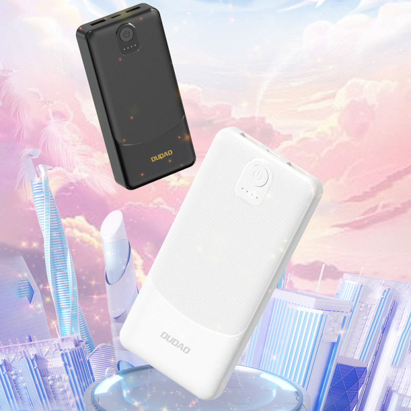 Dudao K10 10000 mAh powerbank, 2 x USB-A, 2,4 A, wit