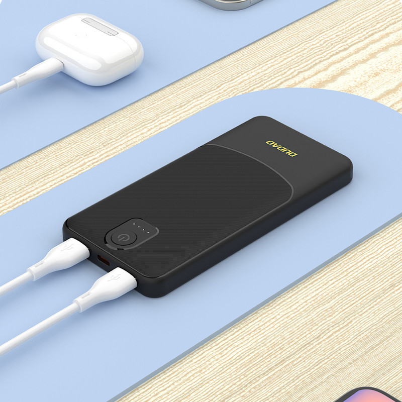 Dudao K10 10000 mAh powerbank, 2 x USB-A, 2,4 A, wit