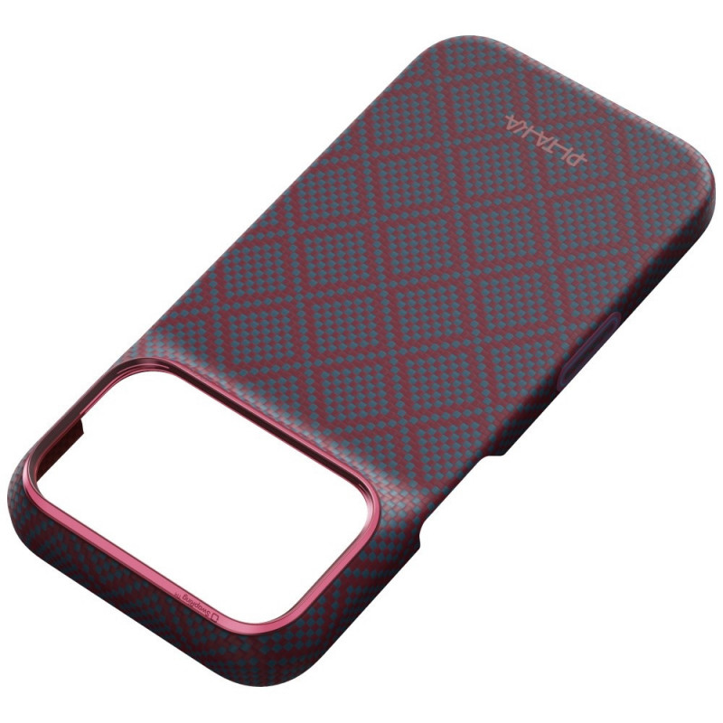 PITAKA Edge Case Argyle MagSafe hoesje voor Apple iPhone 18 Pro / 17 Pro, blauw-rood