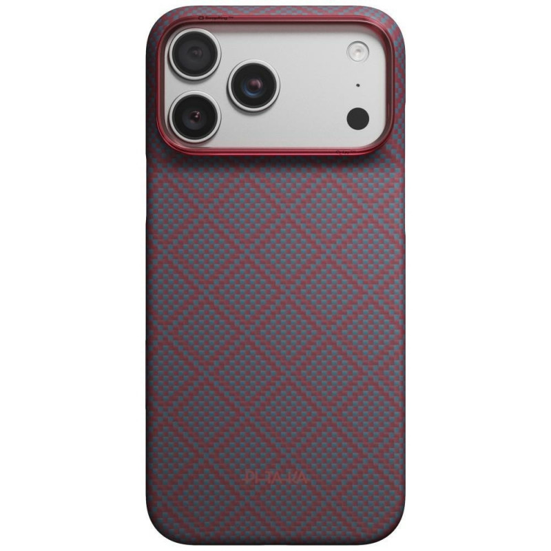 PITAKA Edge Case Argyle MagSafe hoesje voor Apple iPhone 18 Pro Max / 17 Pro Max, blauw-rood