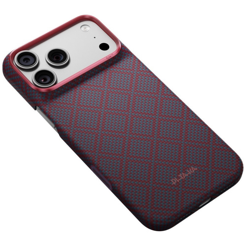 PITAKA Edge Case Argyle MagSafe hoesje voor Apple iPhone 18 Pro Max / 17 Pro Max, blauw-rood