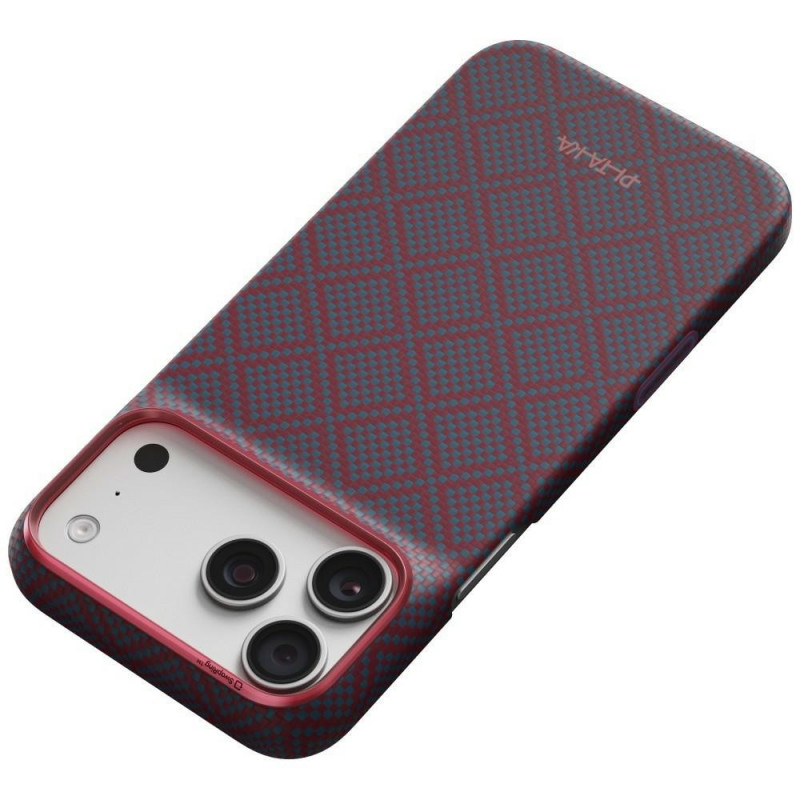 PITAKA Edge Case Argyle MagSafe hoesje voor Apple iPhone 18 Pro Max / 17 Pro Max, blauw-rood