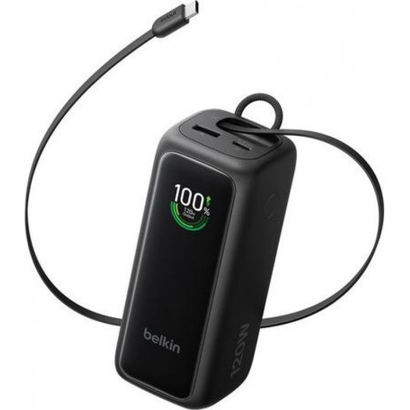 Belkin UltraCharge Smart Display Power powerbank BPB042HQBK, PD 120 W, intrekbare USB-C-kabel