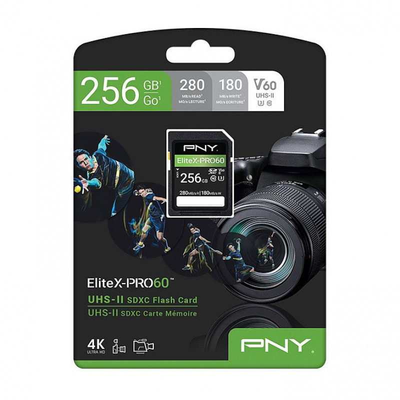 PNY EliteX-PRO60 SDXC-geheugenkaart 256 GB, UHS-II, Class 10, P-SD256V60280EXP6-GE