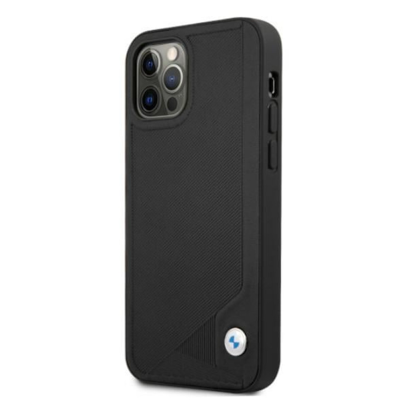 BMW BMHCP12LRCDPK Apple iPhone 12 Pro Max hardcase Leather Deboss, zwart