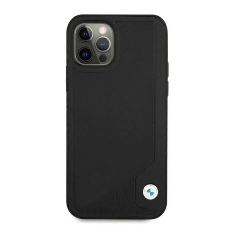 BMW BMHCP12LRCDPK Apple iPhone 12 Pro Max hardcase Leather Deboss, zwart
