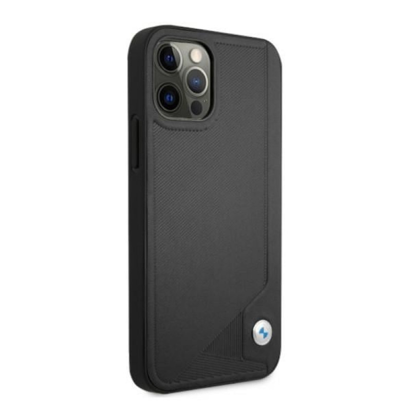 BMW BMHCP12LRCDPK Apple iPhone 12 Pro Max hardcase Leather Deboss, zwart