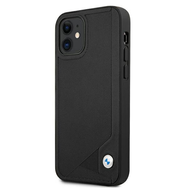 BMW BMHCP12SRCDPK Apple iPhone 12 mini hardcase Leather Deboss, zwart