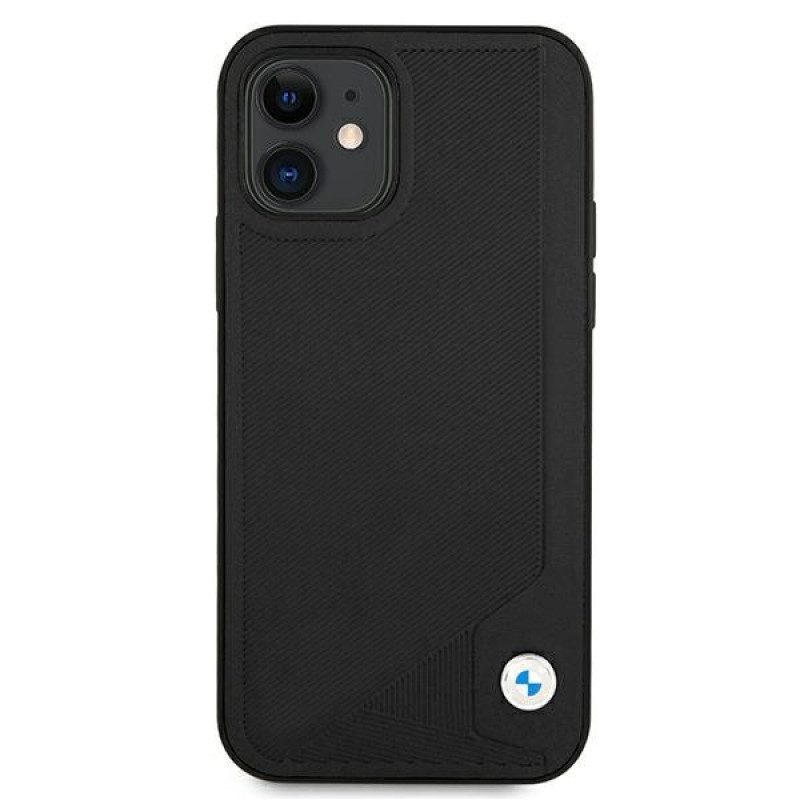 BMW BMHCP12SRCDPK Apple iPhone 12 mini hardcase Leather Deboss, zwart