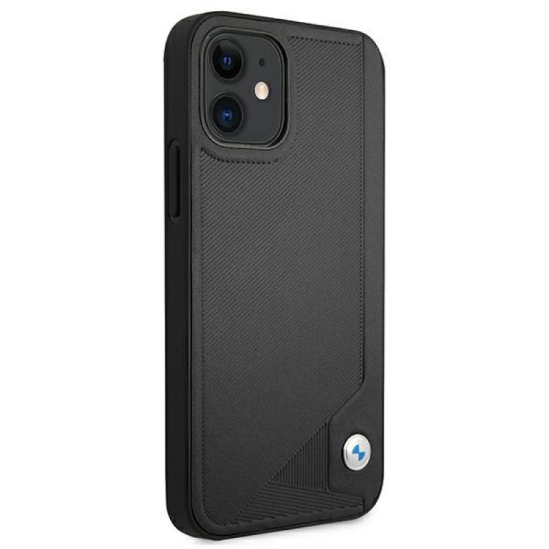 BMW BMHCP12SRCDPK Apple iPhone 12 mini hardcase Leather Deboss, zwart