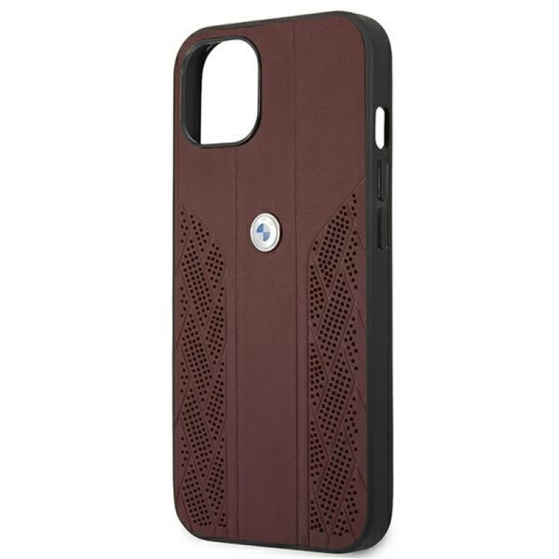 BMW BMHCP13SRSPPR Apple iPhone 13 mini hardcase Leather Curve Perforate, rood