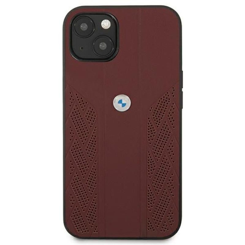 BMW BMHCP13MRSPPR Apple iPhone 13 hardcase Leather Curve Perforate, rood